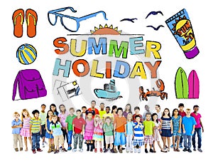 Group of Multiethnic Children with Summer Holiday Concept