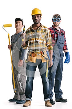 group of multiethnic construction workers