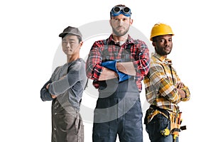 group of multiethnic construction workers