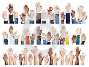 Group of Multiethnic Diverse Hands Raised