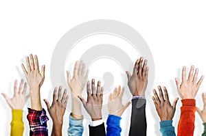 Group of Multiethnic Diverse Hands Raised