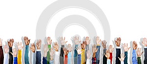 Group of Multiethnic Diverse Hands Raised