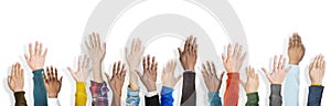 Group Multiethnic Diverse Hands Raised Concept