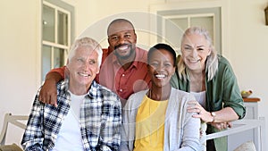 Group of multiethnic mature friends portrait
