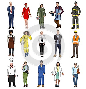 Group of Multiethnic People with Different Jobs