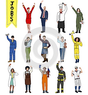 Group of Multiethnic People with Different Jobs