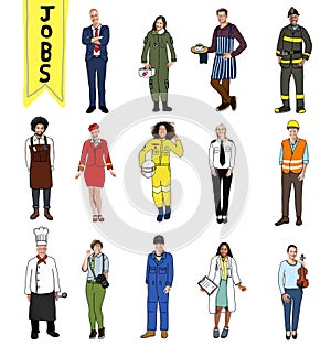 Group of Multiethnic People with Different Jobs photo