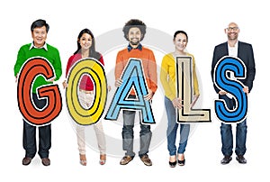 Group of Multiethnic People Holding Goals