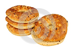 Group of multigrain covered bagels