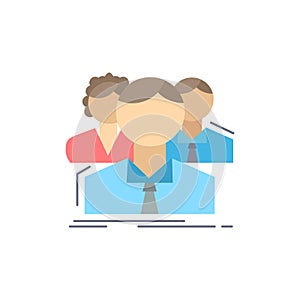 group, multiplayer, people, team, online Flat Color Icon Vector