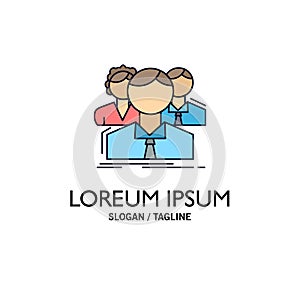 group, multiplayer, people, team, online Flat Color Icon Vector