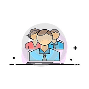 group, multiplayer, people, team, online Flat Color Icon Vector