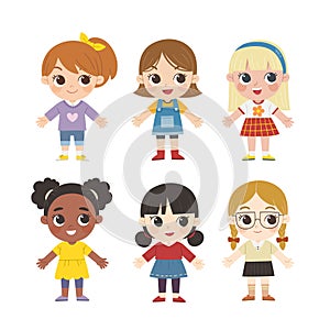 Group of multiracial children. Happy kids collection.