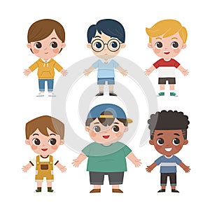 Group of multiracial children. Happy kids collection.
