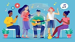 A group music therapy session for individuals with bipolar disorder incorporates a variety of musical genres and