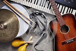 A group of musical instruments