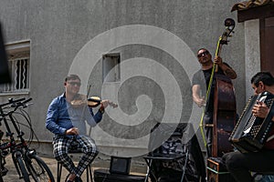 A group of musicians on the street