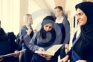 A group of Muslim students at school