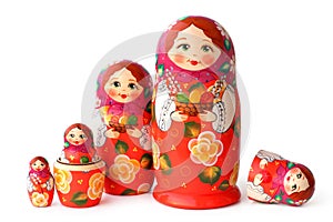 Group of Nesting Dolls on White