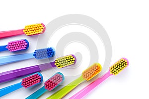 Group Of New Colorful Toothbrushes Isolated