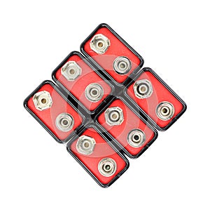 Group of nine volt batteries