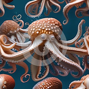 A group of octopuses dancing in unison underwater, creating a mesmerizing display of colors2