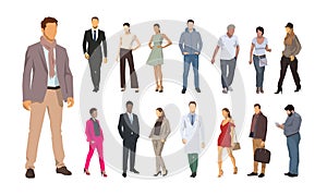 Group od people, flat design illustrations. Men and women vector isolated characters