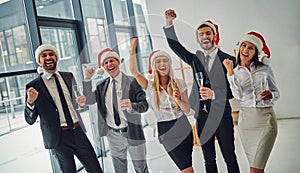 Group of office workers celebrating Christmas