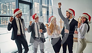 Group of office workers celebrating Christmas