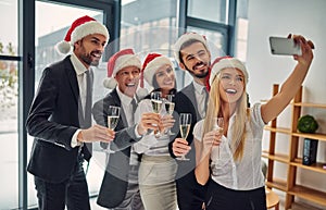 Group of office workers celebrating Christmas