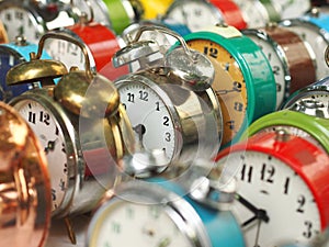 Group of old alarm clocks