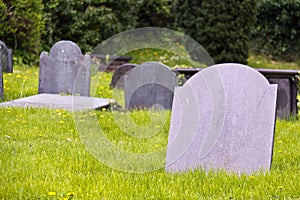Group of old cemetary tombstones
