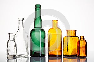 Vintage Drugstore or pharmacy bottles on White background