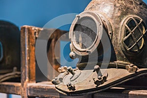 A Group of Old metal diving helmet