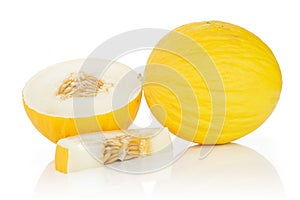 Yellow canary melon isolated on white