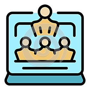 Group online conference icon vector flat