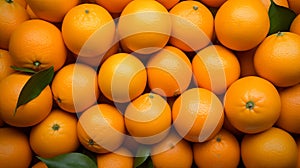 A group of oranges with leaves background