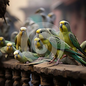 a group of parakeets together generative AI