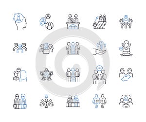 Group participation line icons collection. Collaboration, Involvement, Engagement, Interaction, Teamwork, Contribution