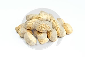 Group of peanuts in shell isolated on white background