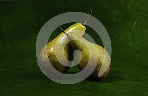 Group of pears over green background