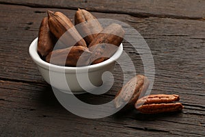 Group of pecan nuts in a bow