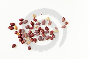 Group of peeled peanuts isolated on a white background