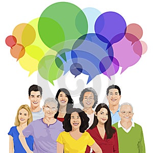 Group of Peopl with Speech Bubble