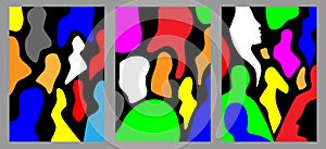 Group of people abstract vector illustration , multicolored horizontal background