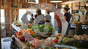 Group of People Around Table Full of Vegetables