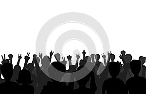 Group of people black business male female concept and fun standing crowd of position team silhouettes friends fans pose