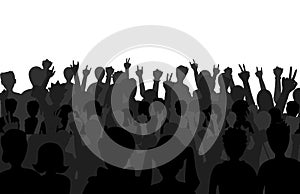 Group of people black business male female concept and fun standing crowd of position team silhouettes friends fans pose