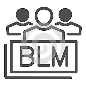 Group of people with BLM text line icon, Black lives matter concept, group of multiethnic people sign on white