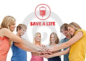 Group of people and blood donation concept